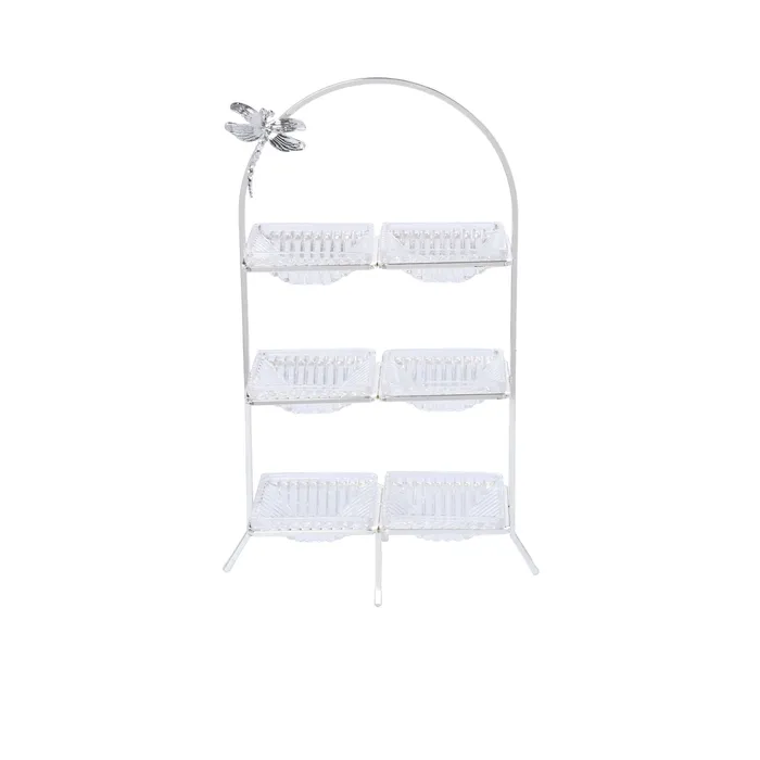 Ele 4PM Ele 4PM Luxury Silver Stand Tray With Dragonfly Rings