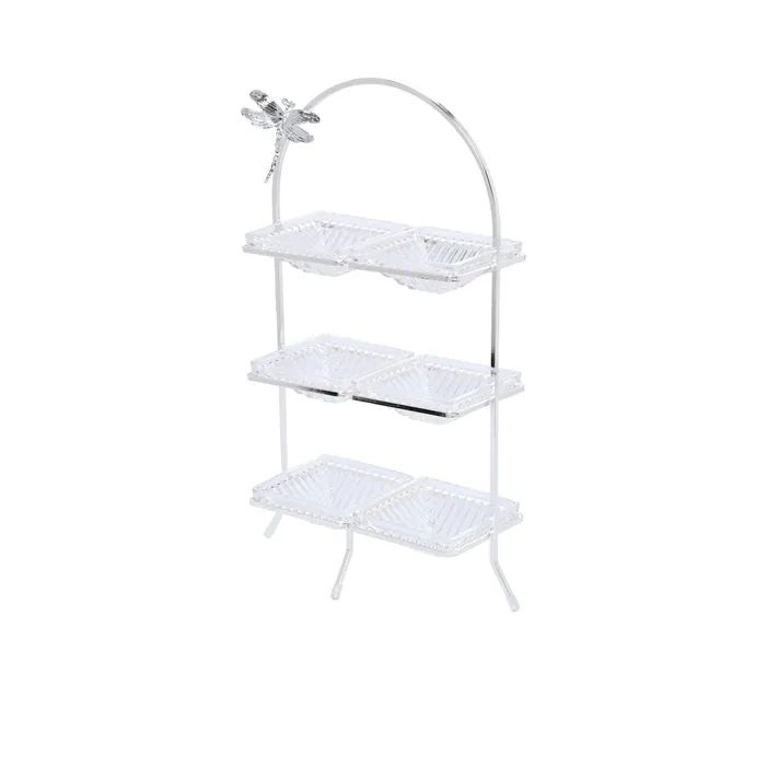 Ele 4PM Ele 4PM Luxury Silver Stand Tray With Dragonfly Rings Ele 4PM Ele 4PM Luxury Silver Stand Tray With Dragonfly Rings