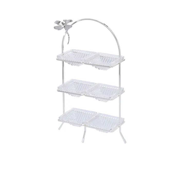 Ele 4PM Ele 4PM Luxury Silver Stand Tray With Dragonfly Rings Ele 4PM Ele 4PM Luxury Silver Stand Tray With Dragonfly Rings