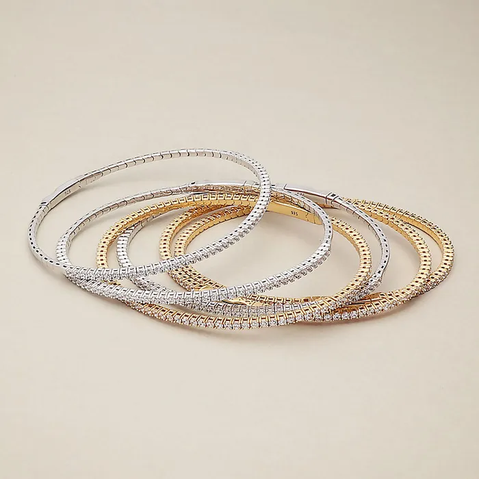 Flexible CZ Bangle in Sterling Silver BERRICLE Rings