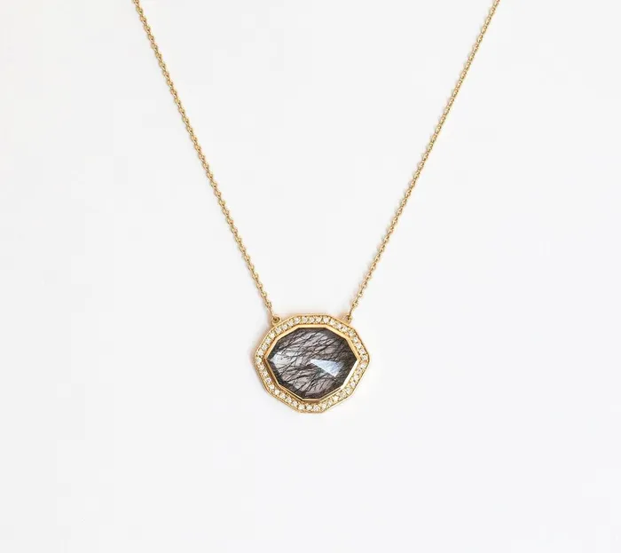 Necklaces Capucinne Halo Diamond Necklace Ooak Gemstone Necklace