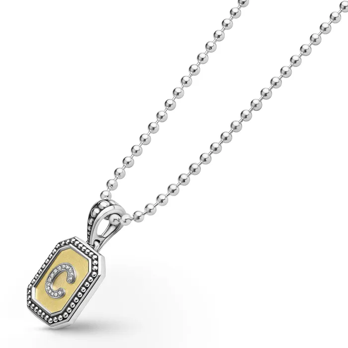 Necklaces LAGOS Signature Caviar Octagon Diamond C Initial Charm Necklace Necklaces LAGOS Signature Caviar Octagon Diamond C Initial Charm Necklace
