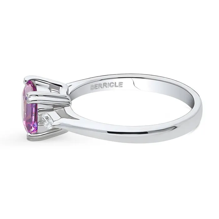 Rings BERRICLE 3Stone Purple Princess CZ Ring in Sterling Silver 12ct