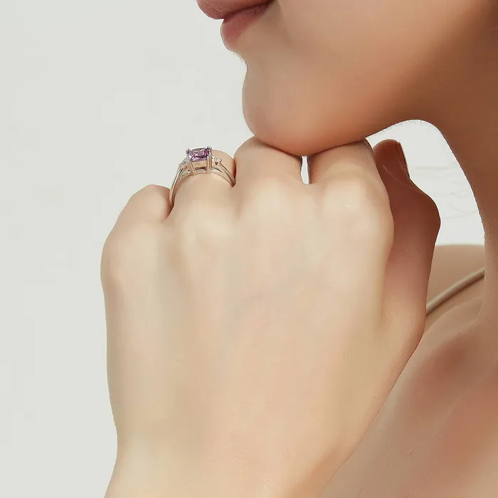 Rings BERRICLE 3Stone Purple Princess CZ Ring in Sterling Silver 12ct