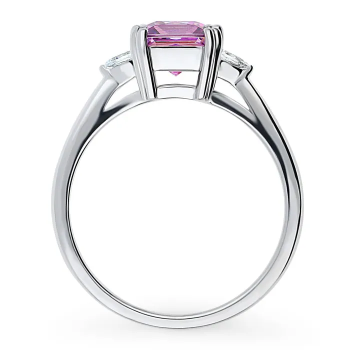 Rings BERRICLE 3Stone Purple Princess CZ Ring in Sterling Silver 12ct