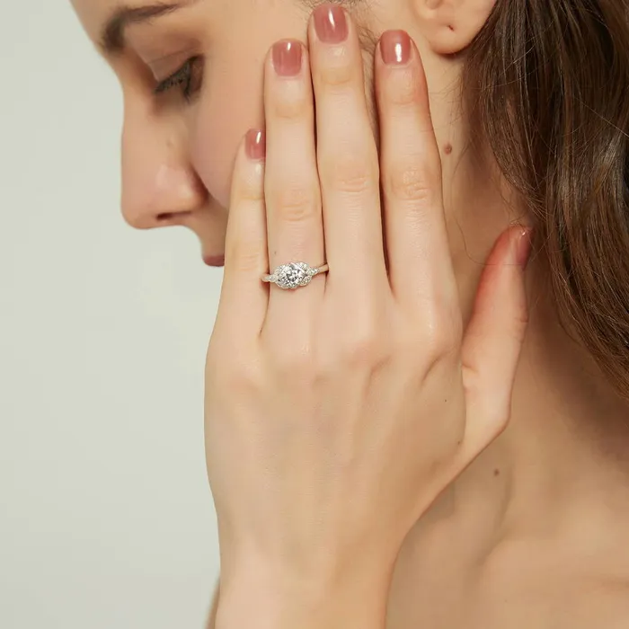 Rings BERRICLE Flower Solitaire 08ct CZ Ring in Sterling Silver