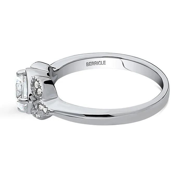 Rings BERRICLE Flower Solitaire 08ct CZ Ring in Sterling Silver