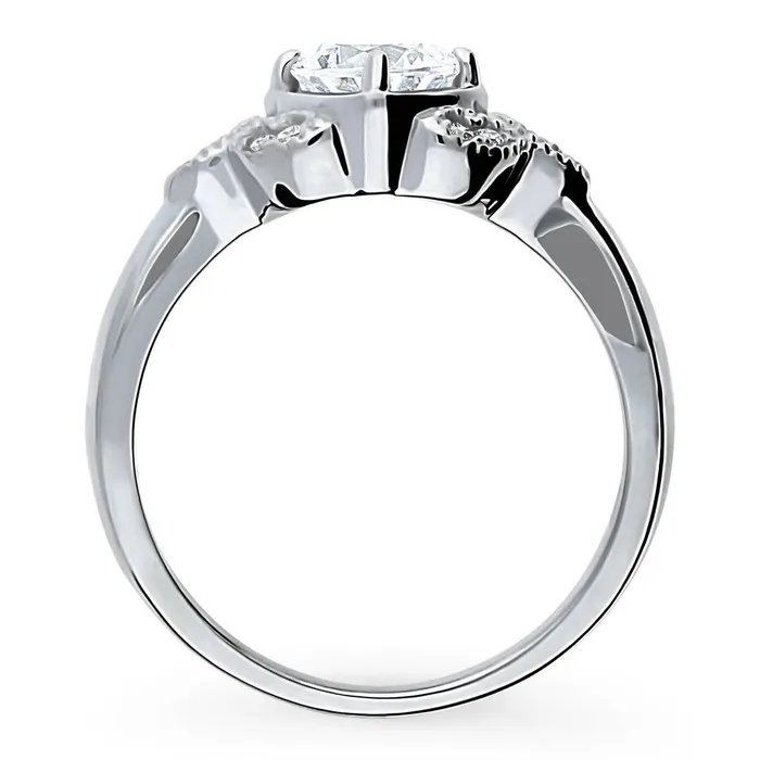 Rings BERRICLE Flower Solitaire 08ct CZ Ring in Sterling Silver
