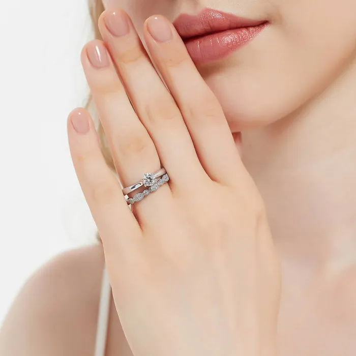 Rings BERRICLE Milgrain Solitaire 045ct CZ Ring Set in Sterling Silver