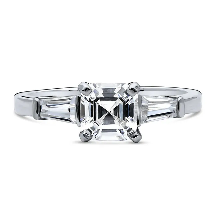 Rings BERRICLE Solitaire 12ct Asscher CZ Ring in Sterling Silver
