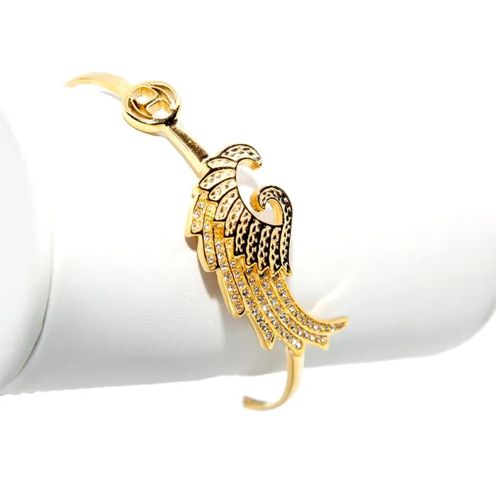 Rings Just Cavalli Just Cavalli Bangle Ip Gold Angel Wing Open Style Jc Logo