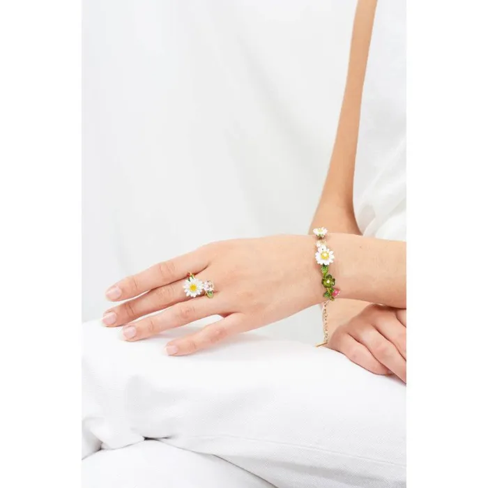 Rings Les Nereides Les NereidesAdjustable Ring Daisy And Faceted CrystalOne Size