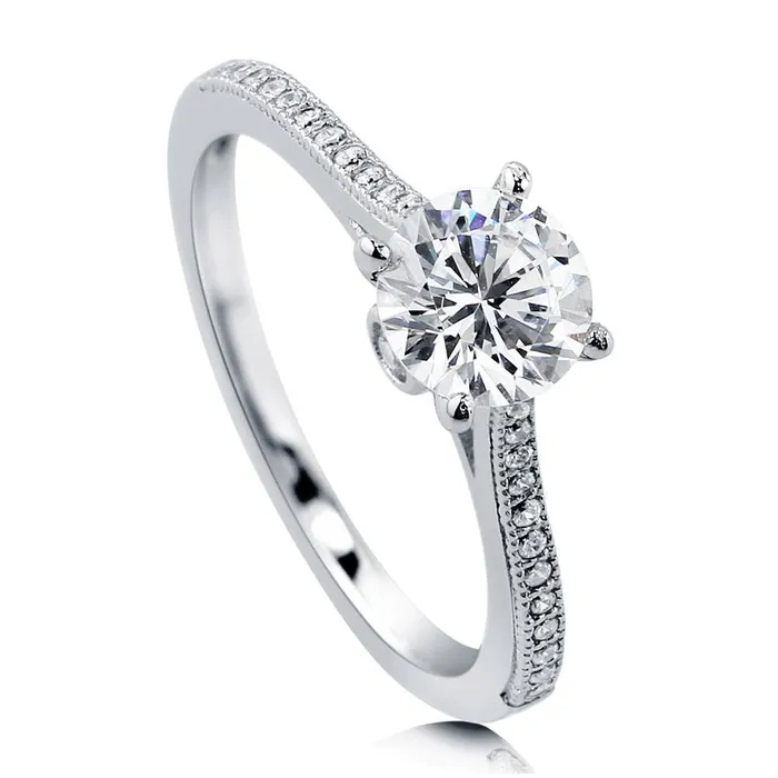 Rings Solitaire 1ct CZ Ring in Sterling Silver BERRICLE