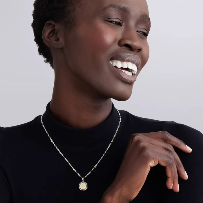 Signature Caviar B Initial Diamond Charm Necklace LAGOS Necklaces Signature Caviar B Initial Diamond Charm Necklace LAGOS Necklaces