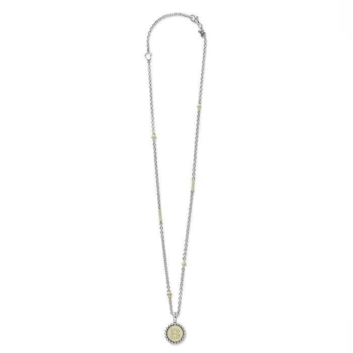 Signature Caviar B Initial Diamond Charm Necklace LAGOS Necklaces Signature Caviar B Initial Diamond Charm Necklace LAGOS Necklaces