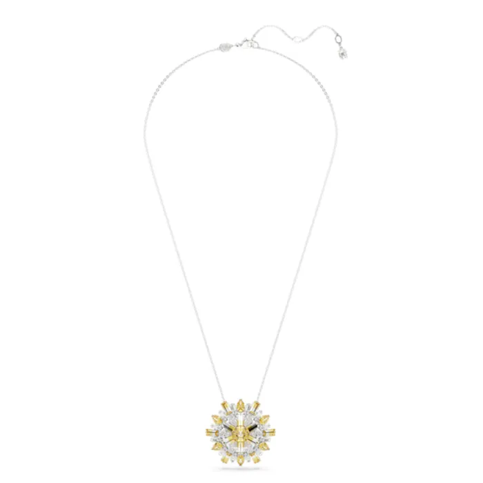 Swarovski Idyllia pendant and brooch Flower Necklace Long Yellow Rhodium plated Swarovski Necklaces