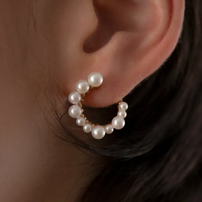 ARTEMER Earrings Freshwater Pearl Spiral Hoop Earrings