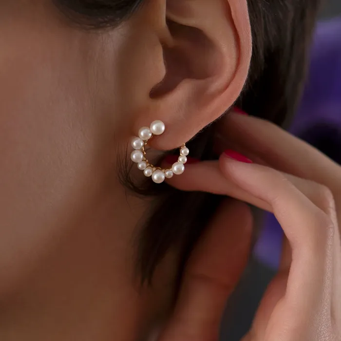 ARTEMER Earrings Freshwater Pearl Spiral Hoop Earrings
