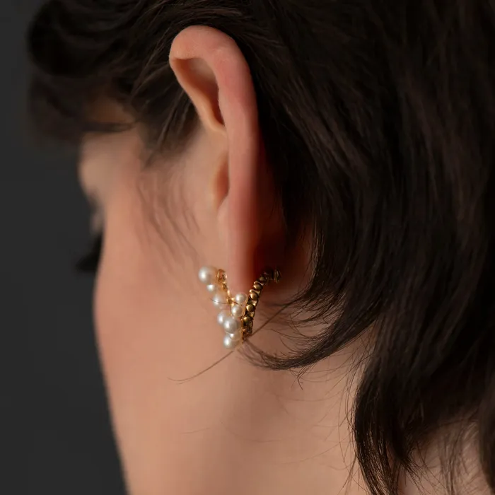 ARTEMER Earrings Freshwater Pearl Spiral Hoop Earrings