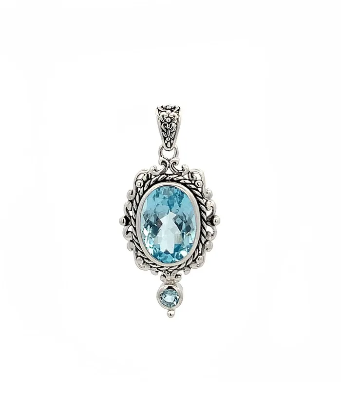 Buddha Groove Sterling Silver Blue Topaz Pendant Necklaces