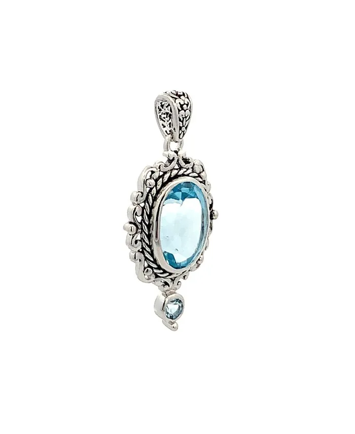 Buddha Groove Sterling Silver Blue Topaz Pendant Necklaces