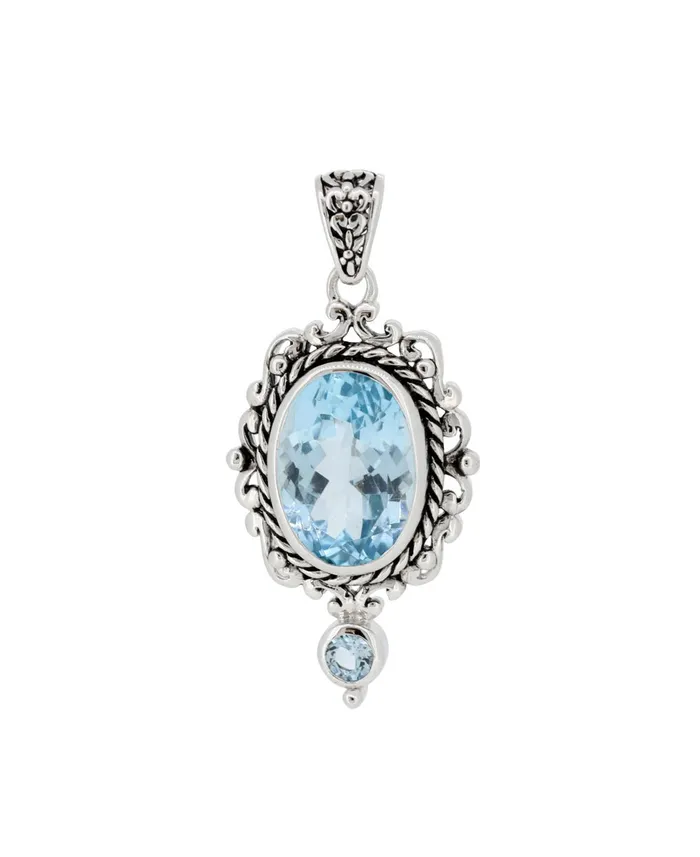 Buddha Groove Sterling Silver Blue Topaz Pendant Necklaces