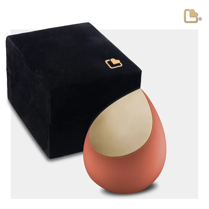 Drop Keepsake Urn Terracotta Brushed Gold LoveUrns Earrings
