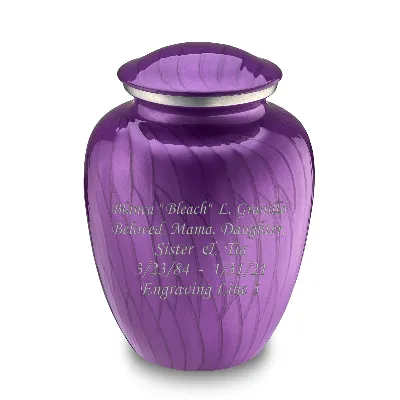 GetUrns Adult Embrace Pearl Purple Cremation Urn with Custom Engraving Necklaces