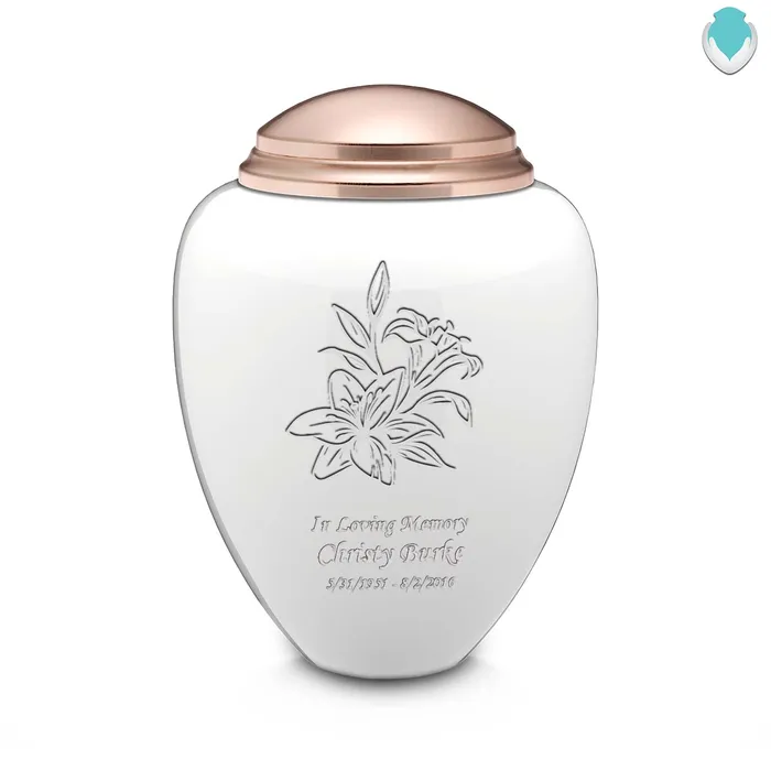 GetUrns Earrings Adult Tribute White Rose Gold Lily Cremation Urn