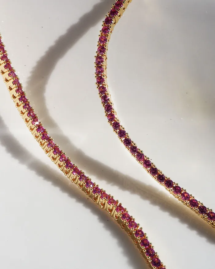 Luv Aj Necklaces Mini Ballier Necklace Pink Gold