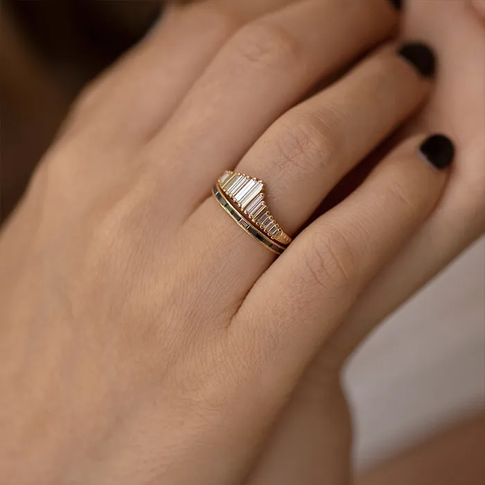 Rings ARTEMER Black Baguette Diamond Eternity Ring Black Wedding Band