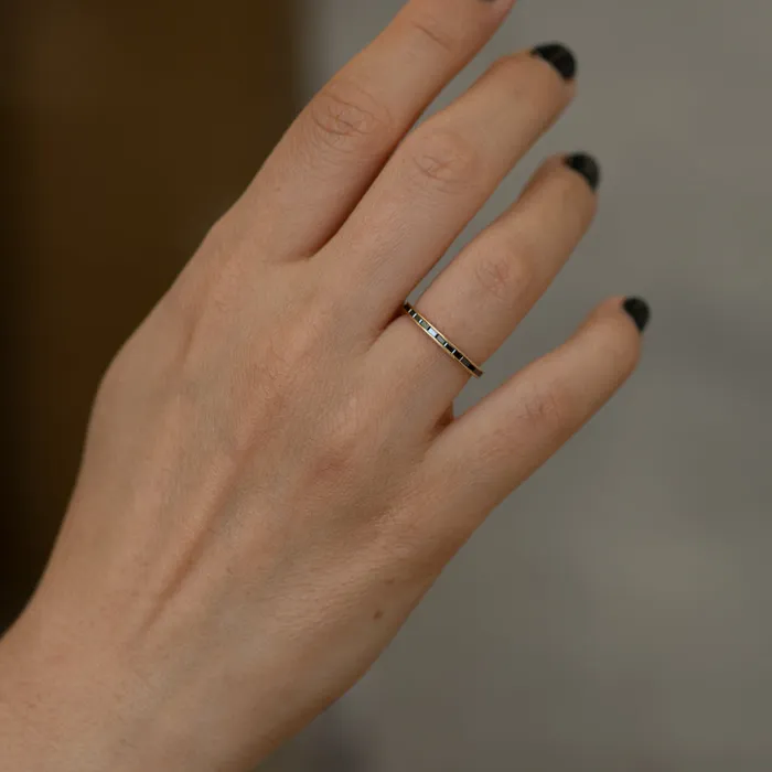 Rings ARTEMER Black Baguette Diamond Eternity Ring Black Wedding Band